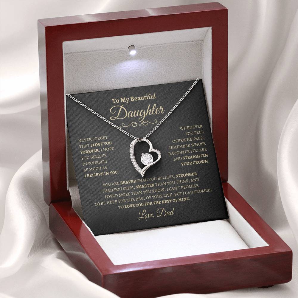 To My Beautiful Daughter Gift From Dad | Forever Love Necklace