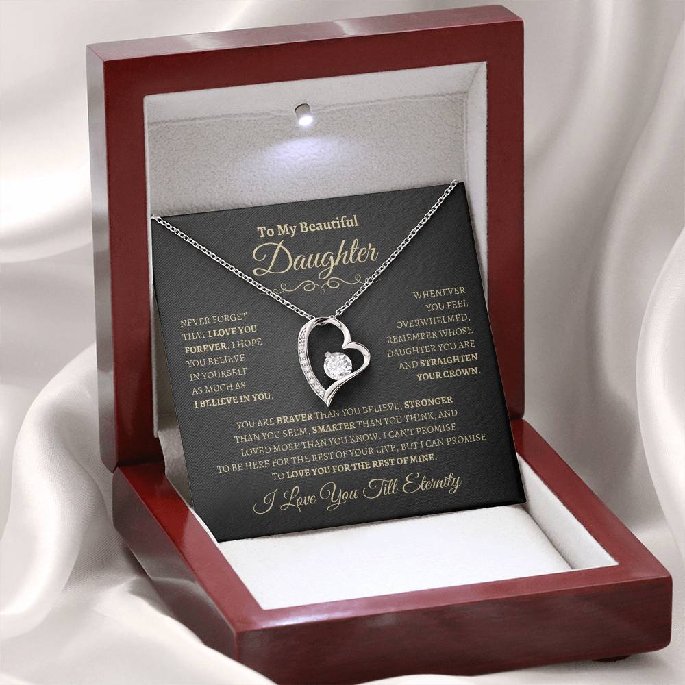 To My Beautiful Daughter Gift From Mom or Dad | Forever Love Necklace