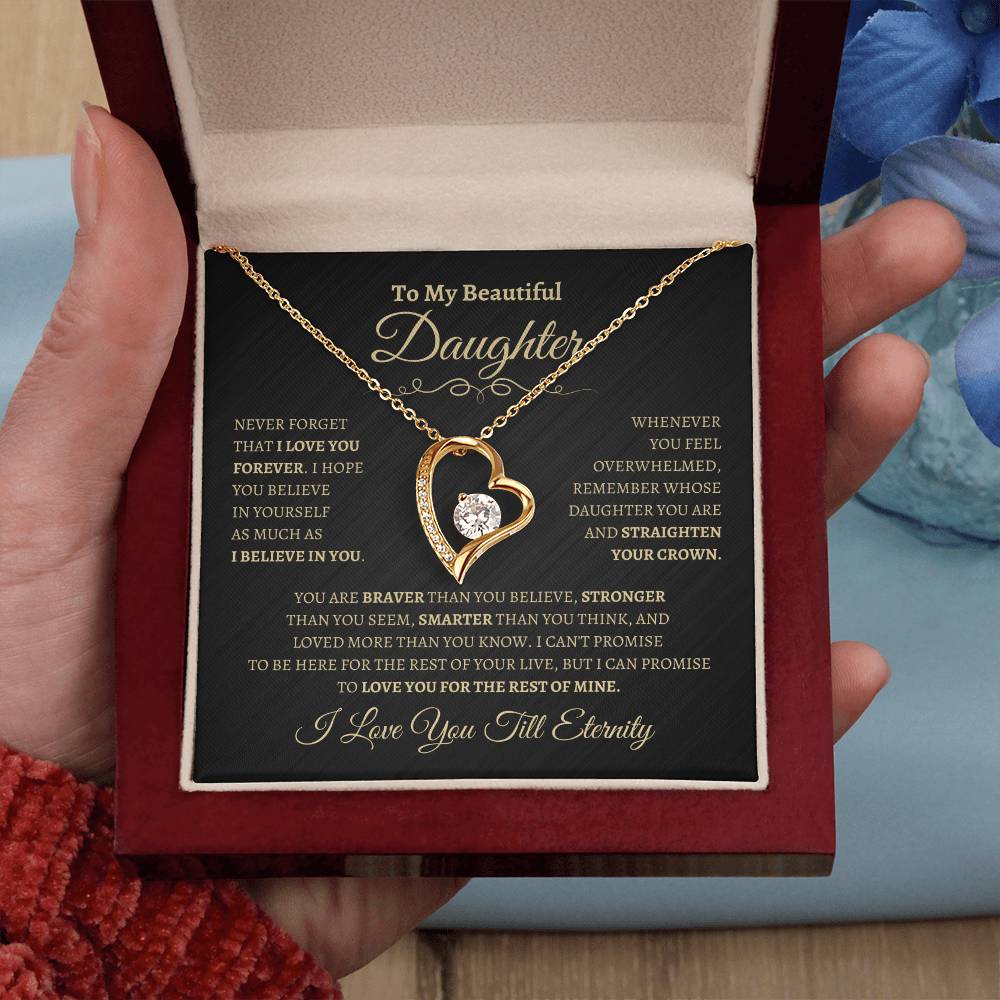 To My Beautiful Daughter Gift From Mom or Dad | Forever Love Necklace