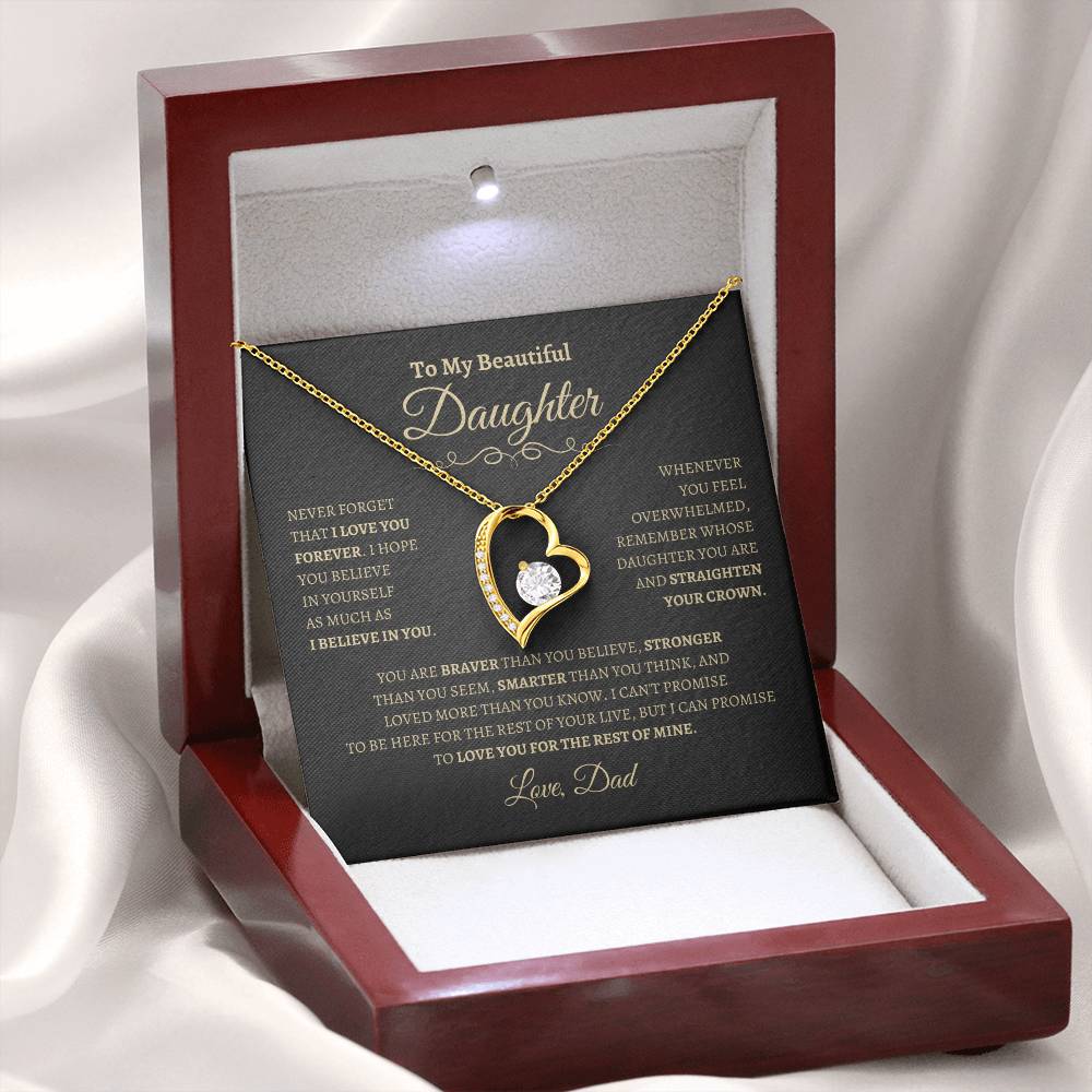 To My Beautiful Daughter Gift From Dad | Forever Love Necklace