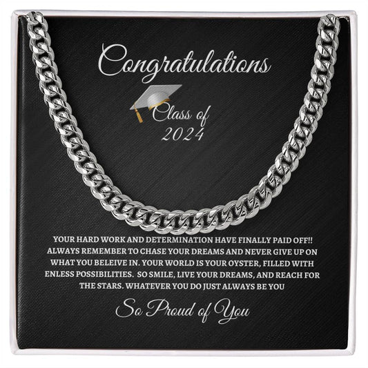 For Graduation | Congratulations Class of 2024 - Cuban Link Chain | BW