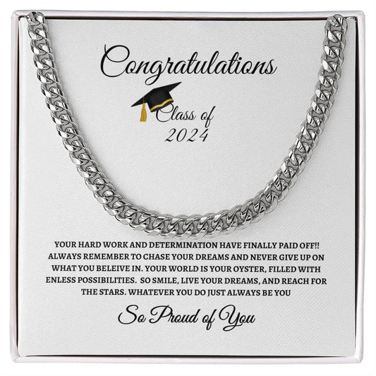 For Graduation | Congratulations Class of 2024 - Cuban Link Chain | WB