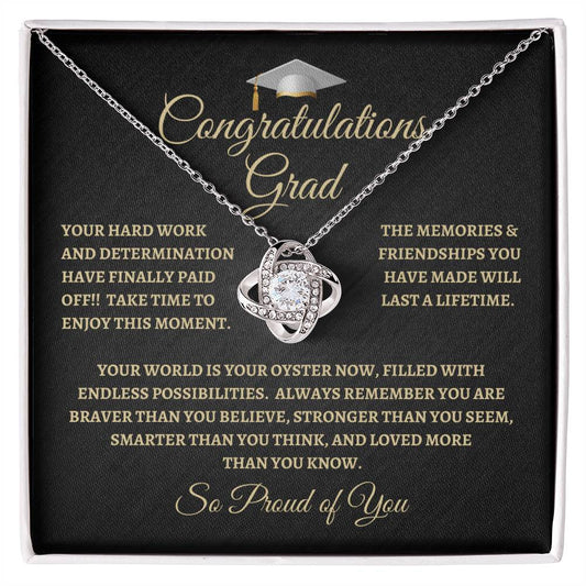 For Graduation | Congratulations - Love Knot Necklace | BW