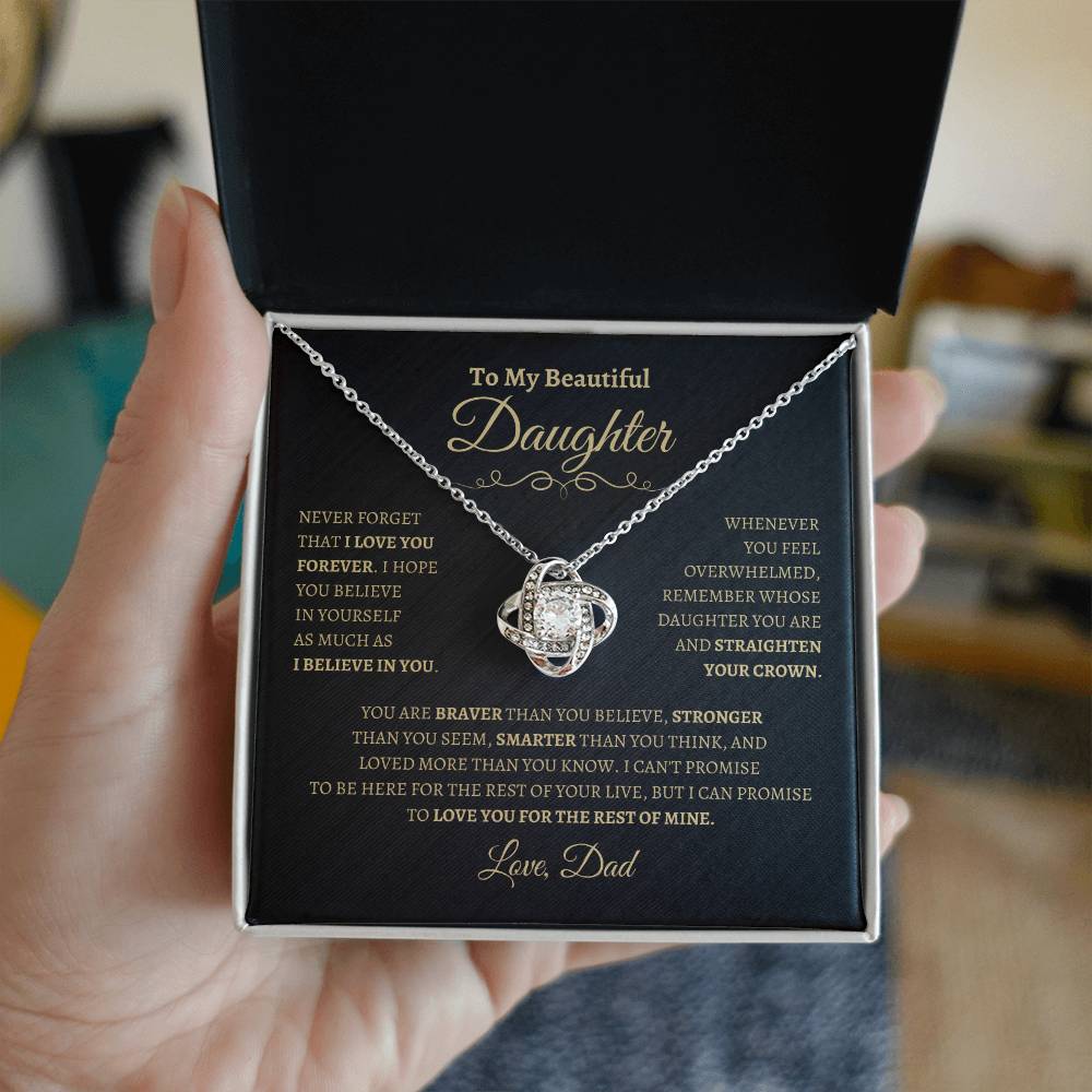 To My Beautiful Daughter Gift From Dad | Love Knot Necklace