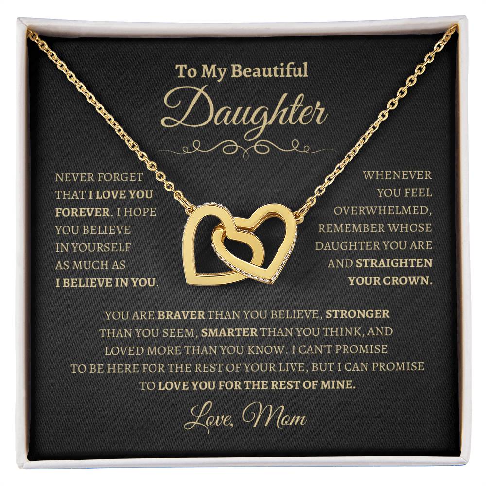 To My Beautiful Daughter Gift From Mom | Interlocking Hearts Necklace