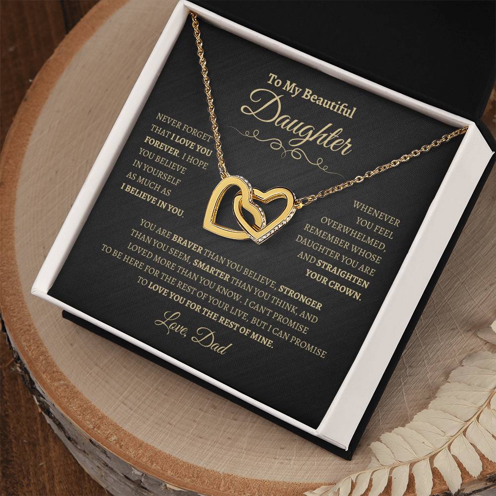 To My Beautiful Daughter Gift From Dad | Interlocking Hearts Necklace