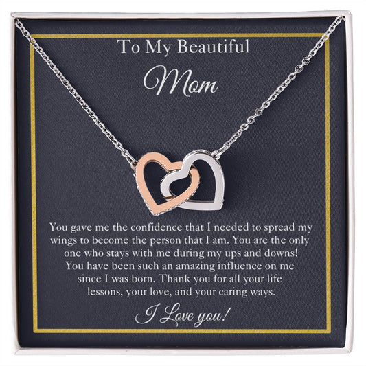 To My Beautiful Mom | Interlocking Hearts Necklace