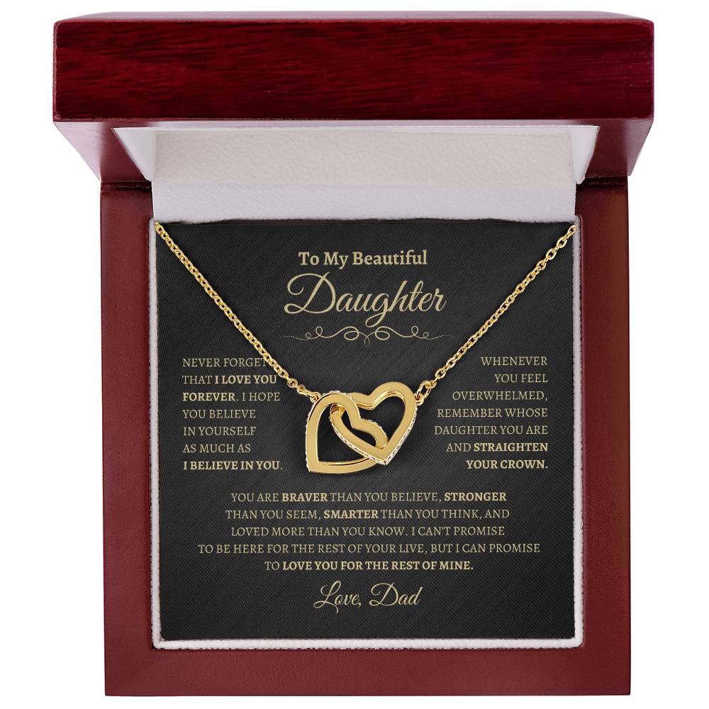 To My Beautiful Daughter Gift From Dad | Interlocking Hearts Necklace