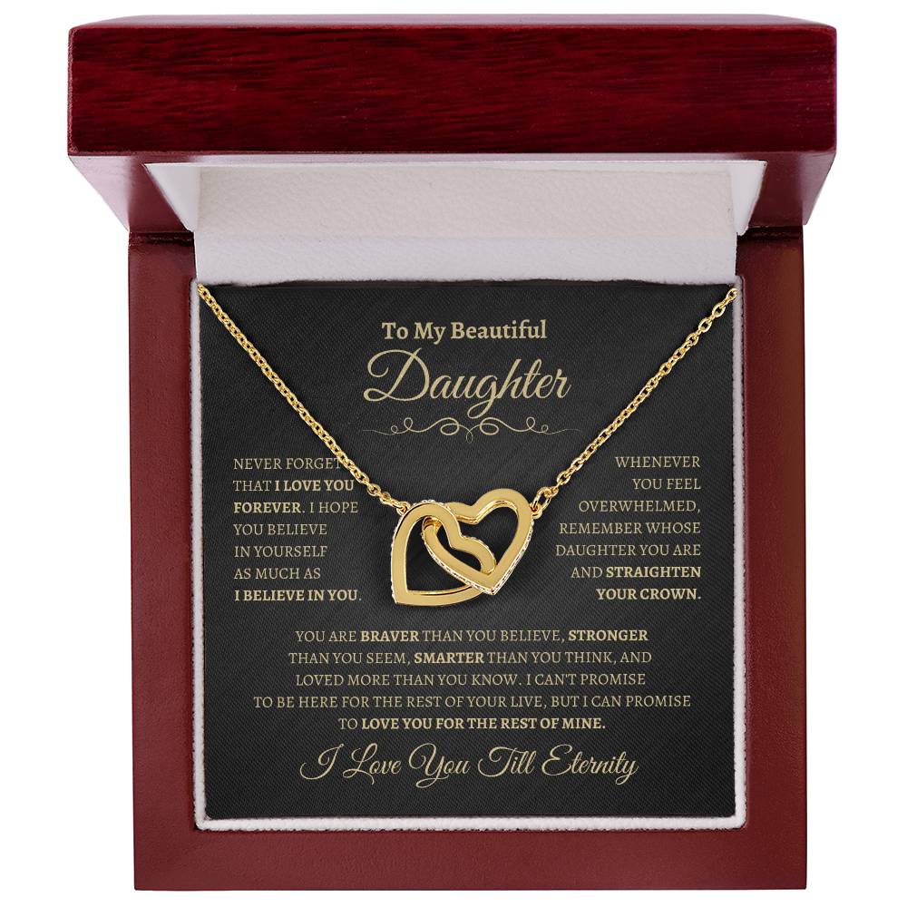 To My Beautiful Daughter Gift From Mom or Dad | Interlocking Hearts Necklace