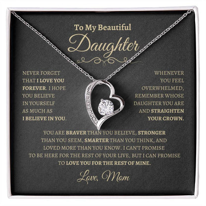 To My Beautiful Daughter Gift From Mom | Forever Love Necklace