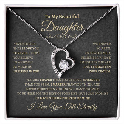 To My Beautiful Daughter Gift From Mom or Dad | Forever Love Necklace