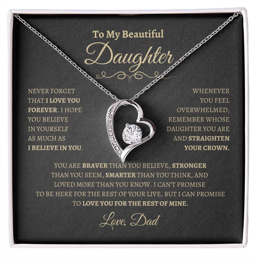 To My Beautiful Daughter Gift From Dad | Forever Love Necklace