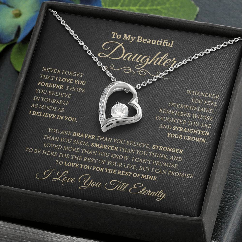 To My Beautiful Daughter Gift From Mom or Dad | Forever Love Necklace