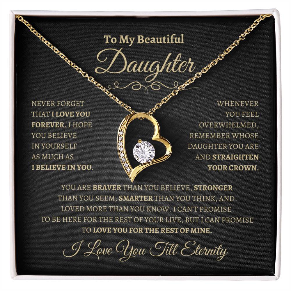 To My Beautiful Daughter Gift From Mom or Dad | Forever Love Necklace