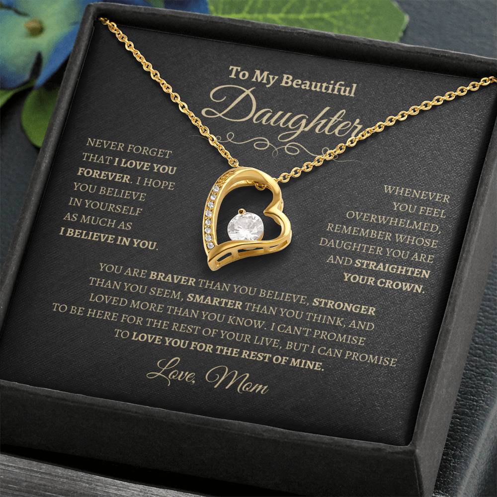 To My Beautiful Daughter Gift From Mom | Forever Love Necklace